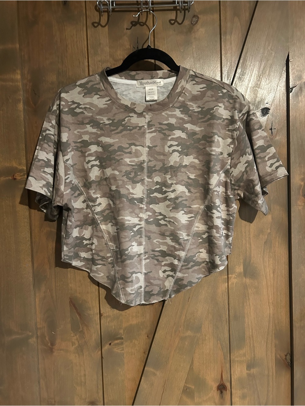 Youthful Soul Taupe Camo Cropped Tee